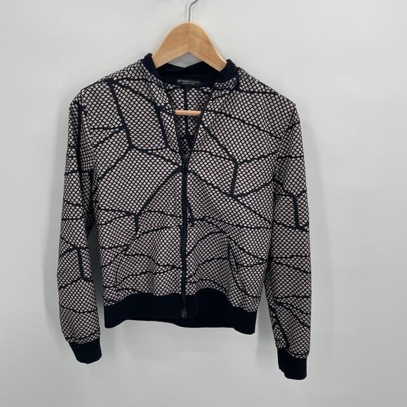 BEYOND YOGA Black & White Abstract Chromatic Bomber Jacket // XS - Picture 4 of 10